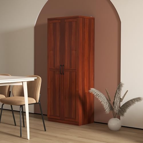 63" 2-Door Freestanding Storage Cabinet with 5-Tier Shelving and 2 Adjustable Shelves, Espresso I700513