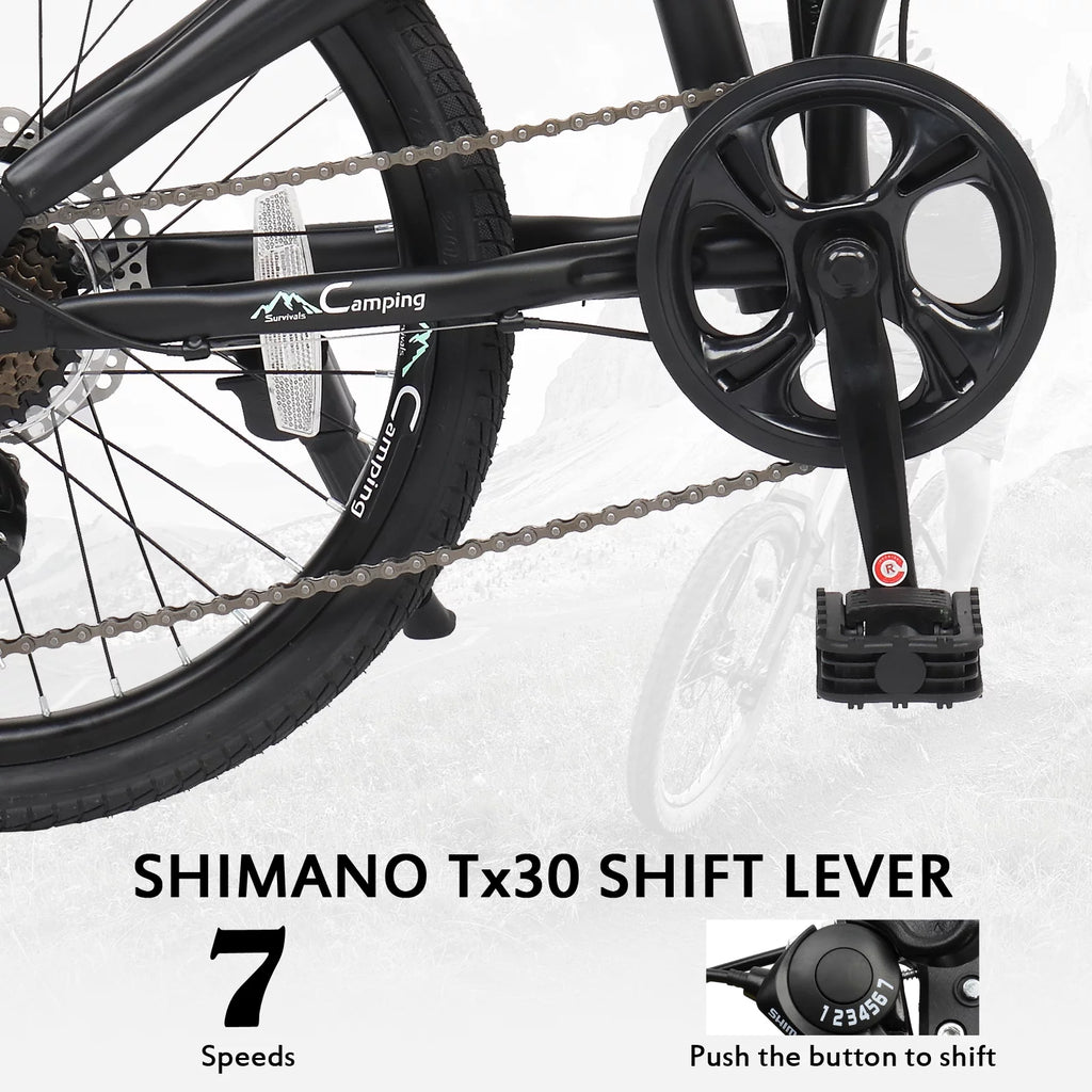 20 Folding City Bike, 7 Speed Bicycle, Black X4052