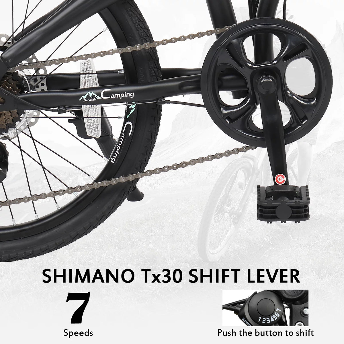 20 Folding City Bike, 7 Speed Bicycle, Black X4052