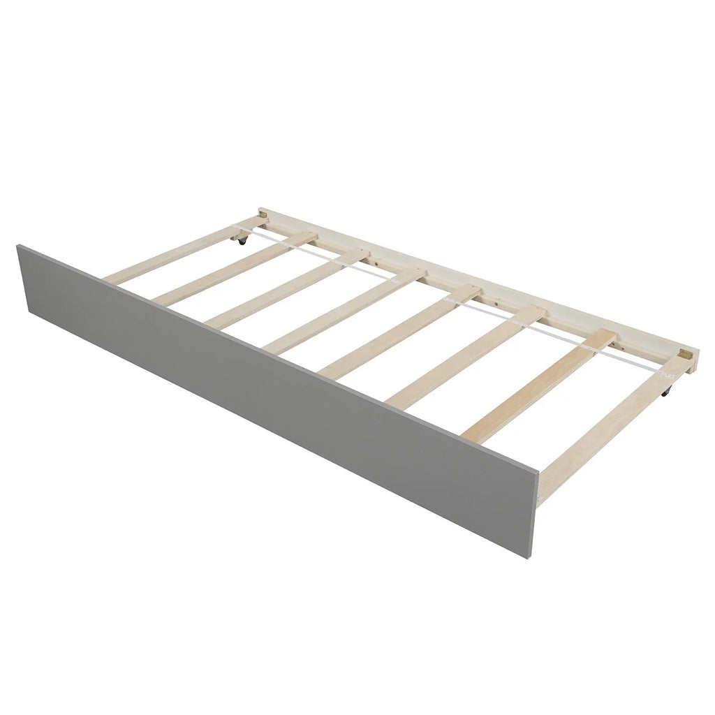 Gray Twin Size Platform Bed with Roll-Out Trundle I10996