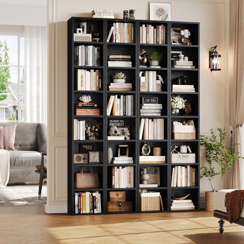 Black/Brown 8-Tier Media Tower Rack with Adjustable Shelves L8854