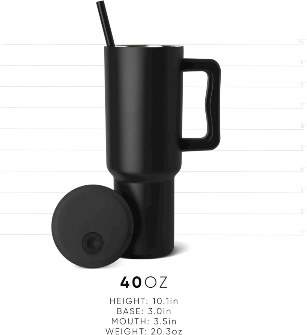 40 oz Insulated Stainless Steel Tumbler with Handle and Straw Lid A112185