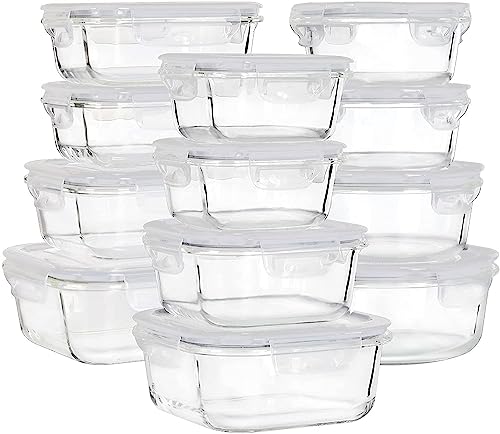 24 Piece Glass Food Storage Containers with Lids L94070