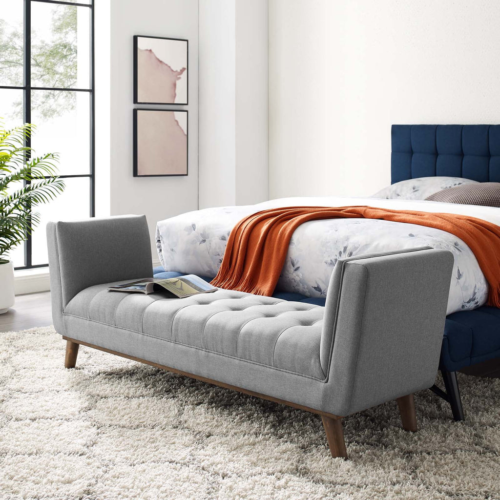 Light Gray Tufted Upholstered Accent Bench C31523