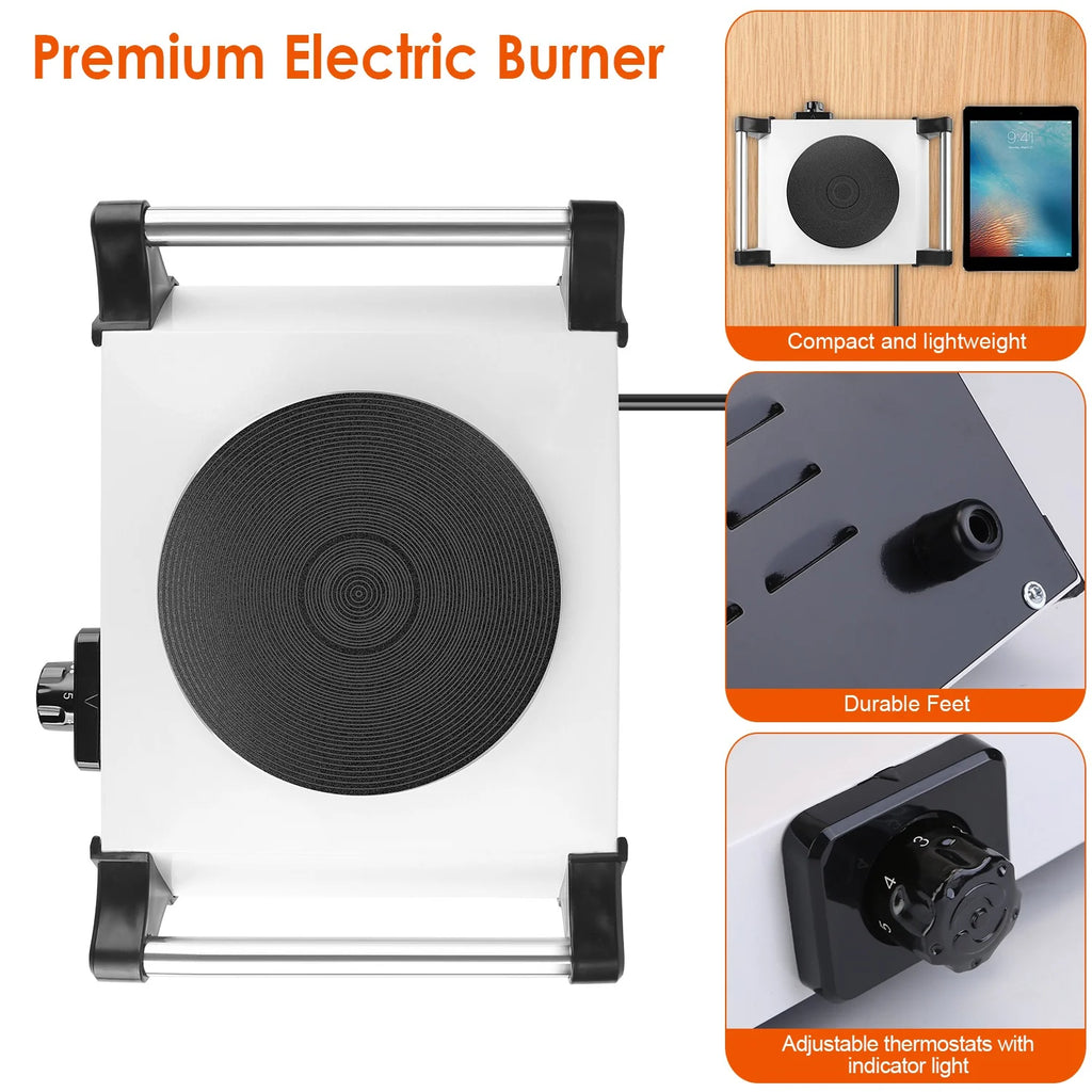 Electric Single Burner Portable Hot Plate with 5 Temperature Adjustments Black Z732