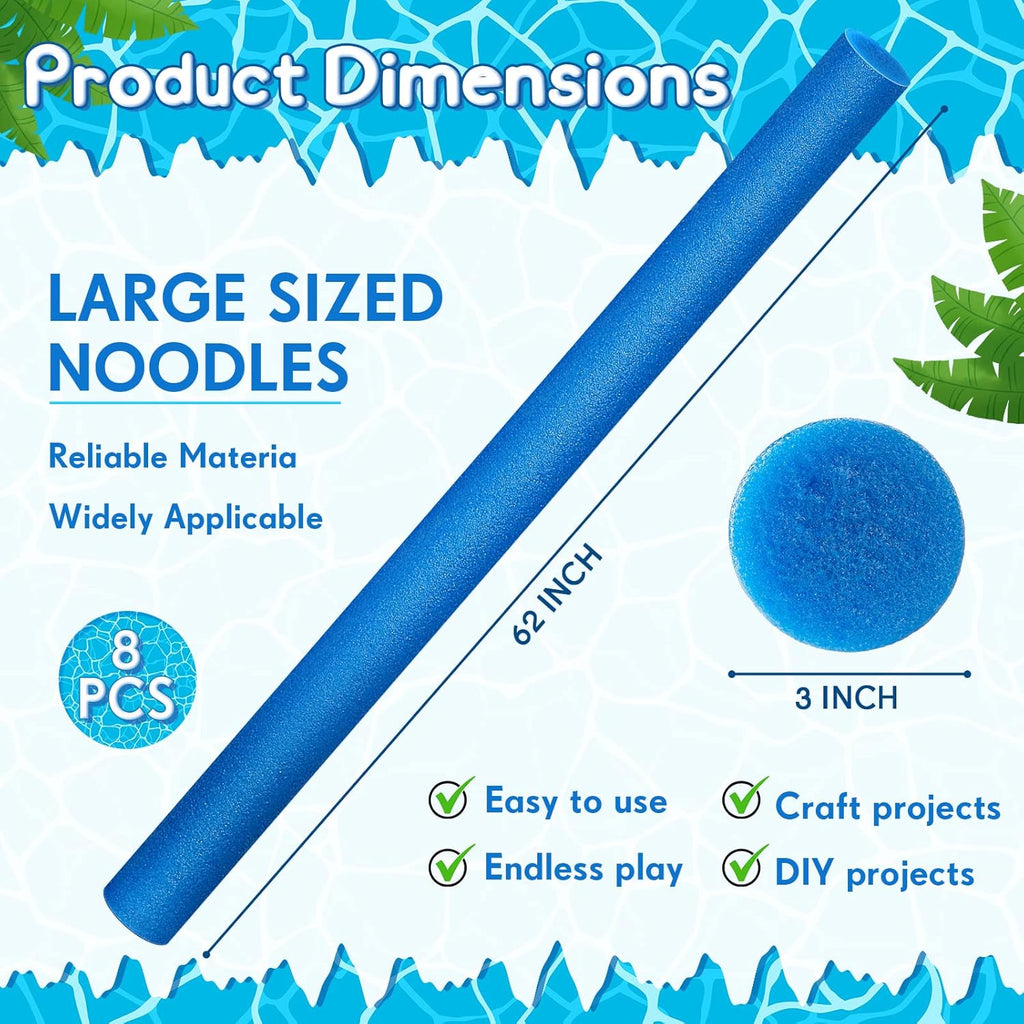 8 pieces Jumbo Swimming Pool Noodle Foam 55 Inch x 3.5 Inch Blue G497