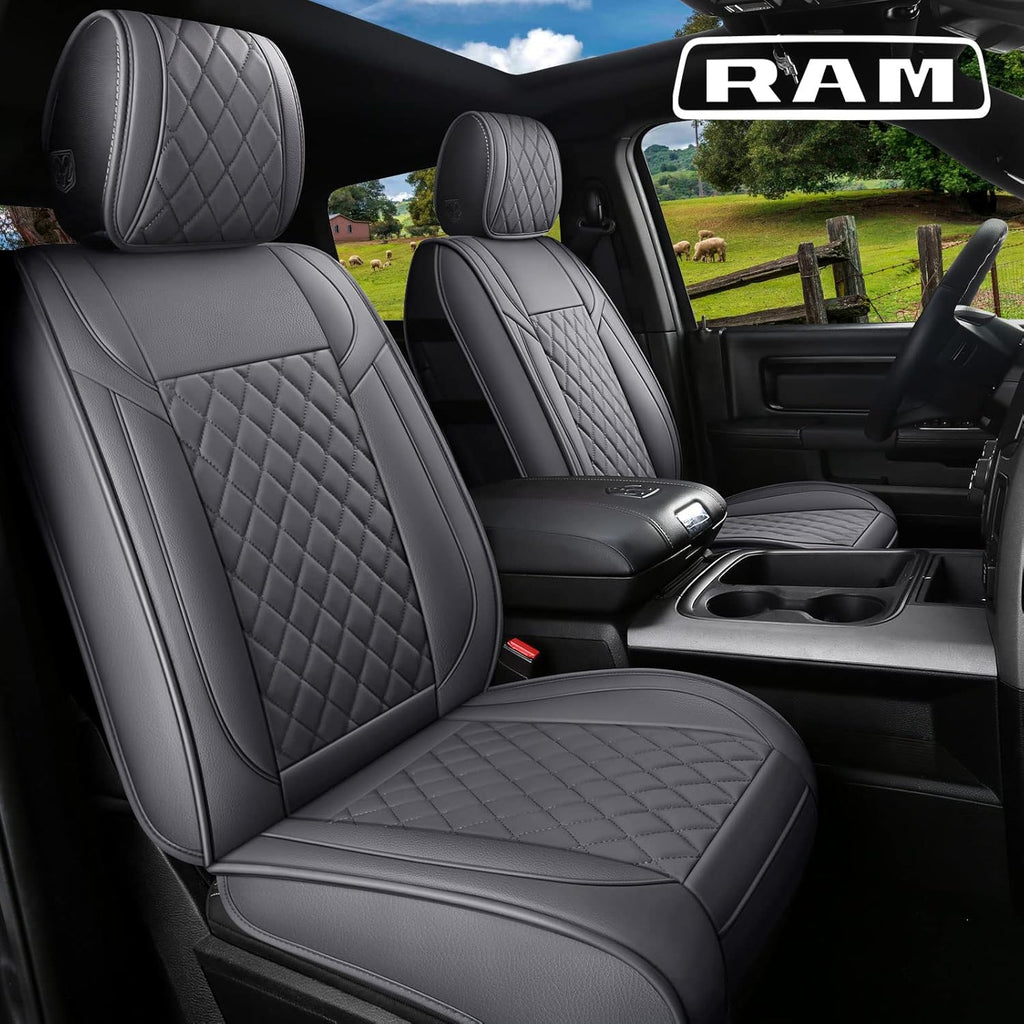 Grey Waterproof Leather Truck Seat Covers Full Set I490490