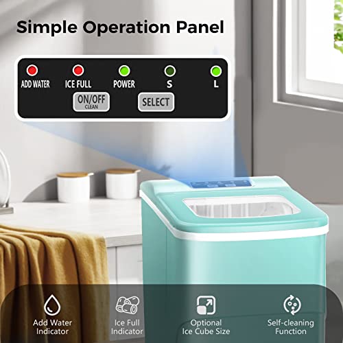 Black Countertop Ice Maker with Self-Cleaning, 26lbs/24hrs, 2 Sizes Bullet Ice R7660