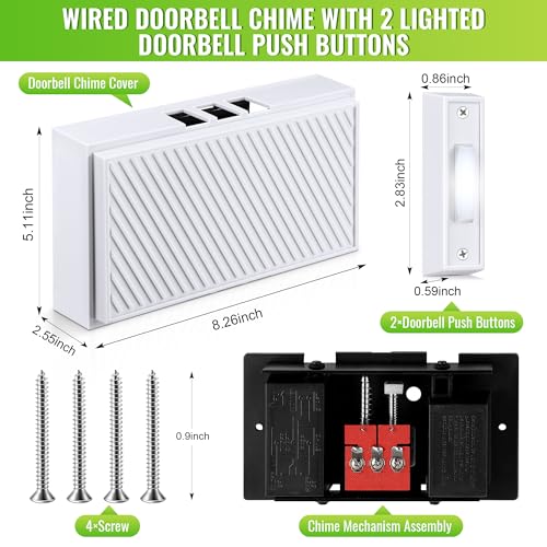 Wired Doorbell Chime Kit with 2 Lighted Push Buttons V43183