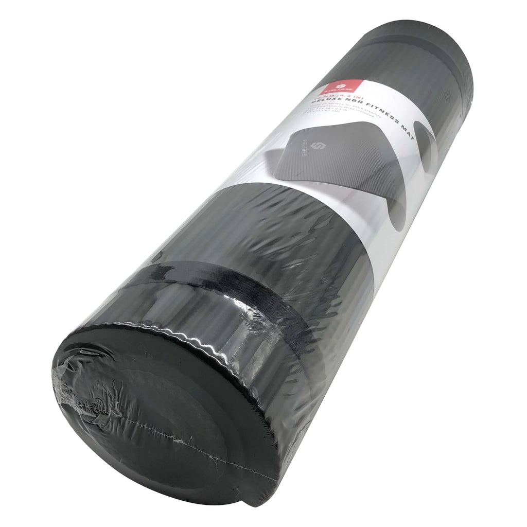 10mm Extra Long Non Slip Exercise Mat with Carrying Strap, Black Q66075