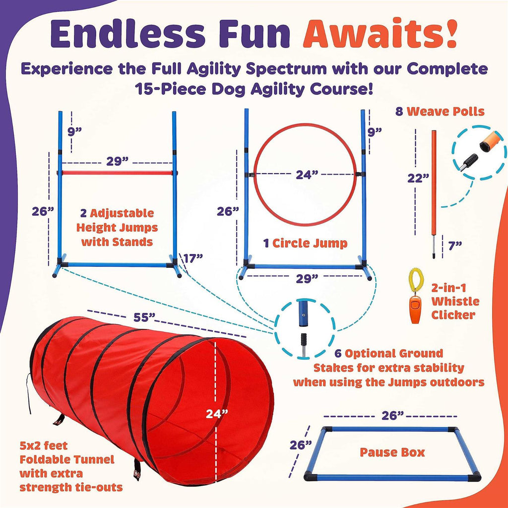 15 Piece Dog Agility Course Backyard Set Z772577