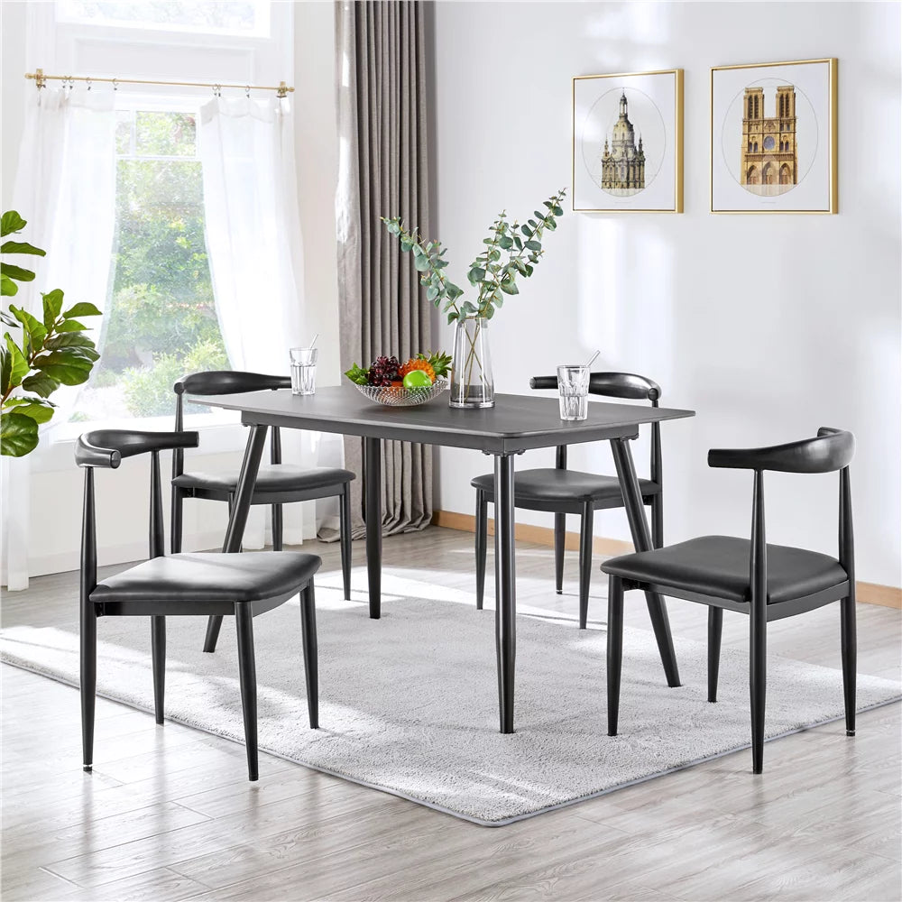 Set of 2 Black Leather Dining Chairs U17202