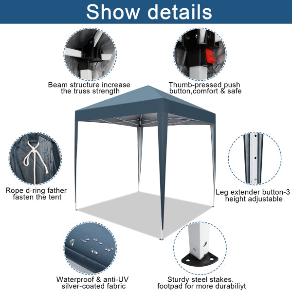 2 x 2m Waterproof Folding Tent Blue C773