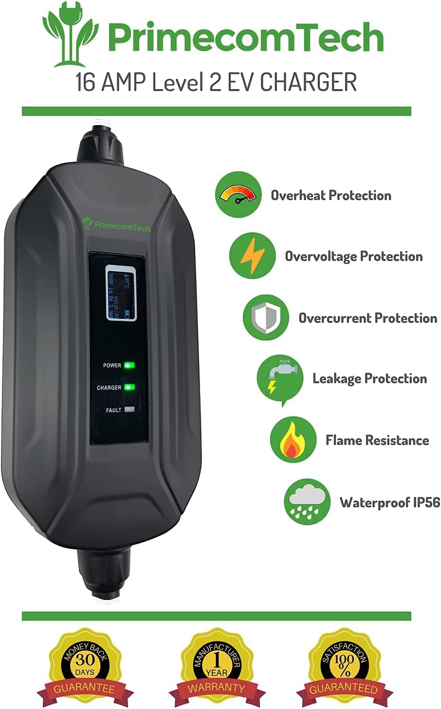 Level 2 Portable EV Charger with 30 Feet Cable U4374