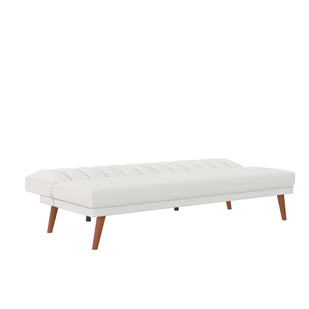 White Faux Leather Armless Futon Sofa Lounger T810531