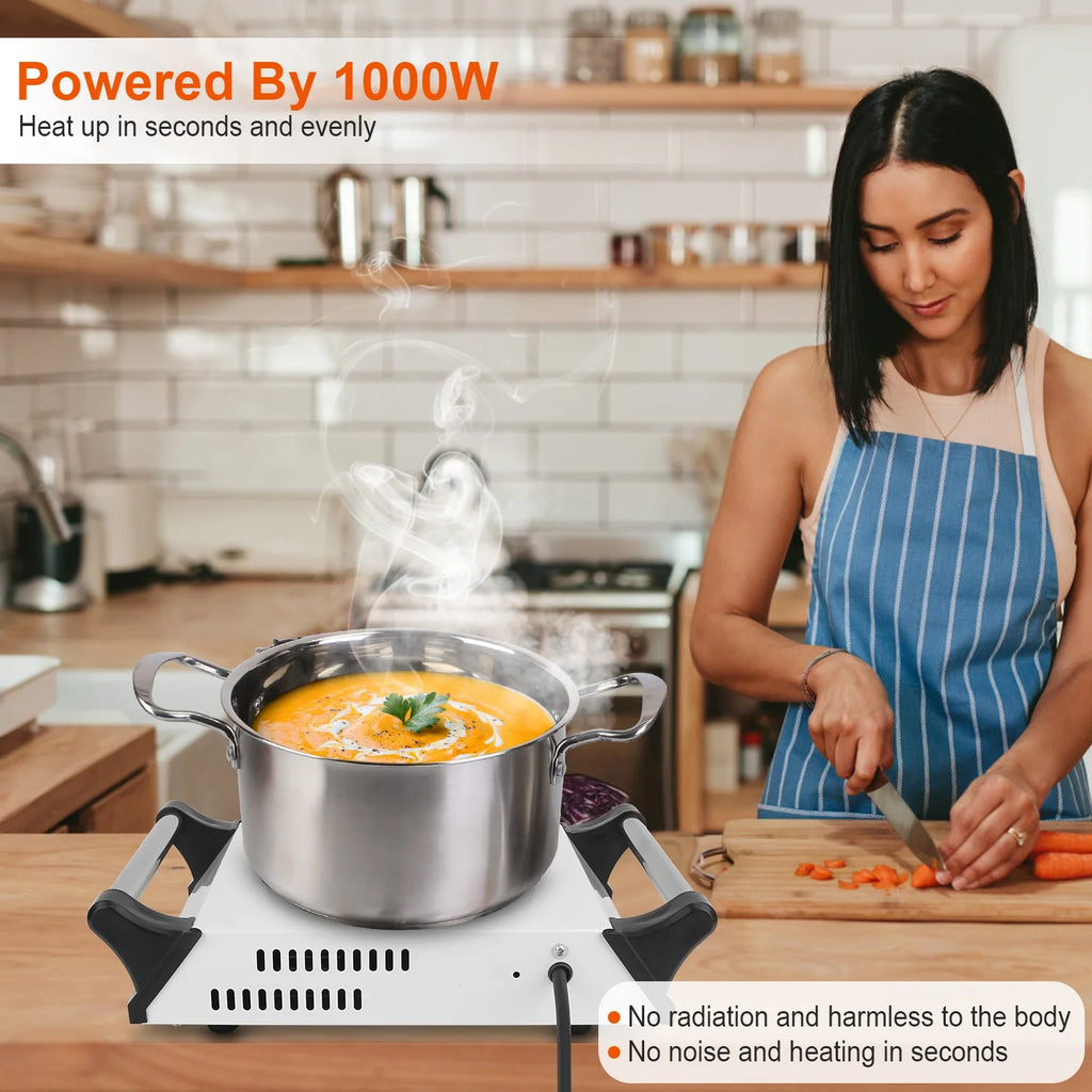 Electric Single Burner Portable Hot Plate with 5 Temperature Adjustments Black Z732
