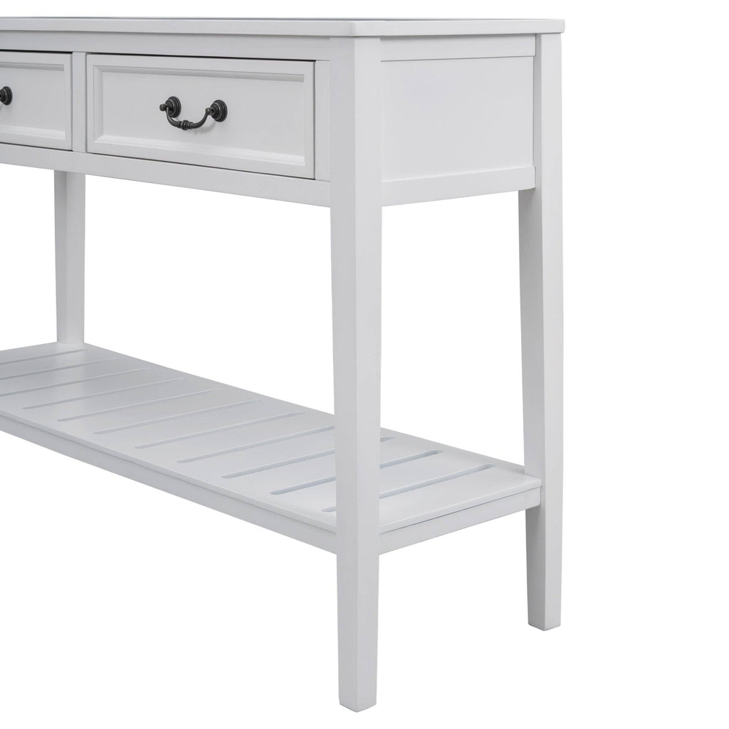 White Console Table with 2 Drawers and 1 Shelf H225