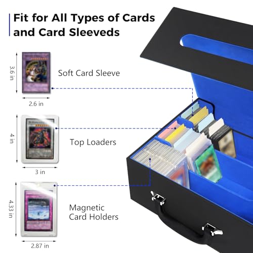 Black Blue Trading Card Storage Box with Handle Y34881