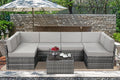 7-Piece PE Rattan Wicker Outdoor Sectional Sofa Set I378658