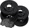 Black Drilled Slotted Brake Rotors and Semi Metallic Brake Pads K63936
