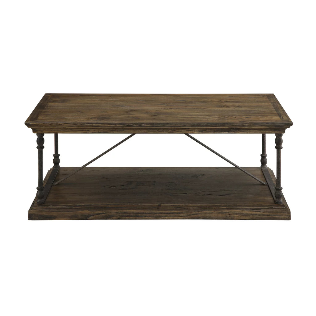 Medium Brown Cocktail Table with Slab Top and Base V91764