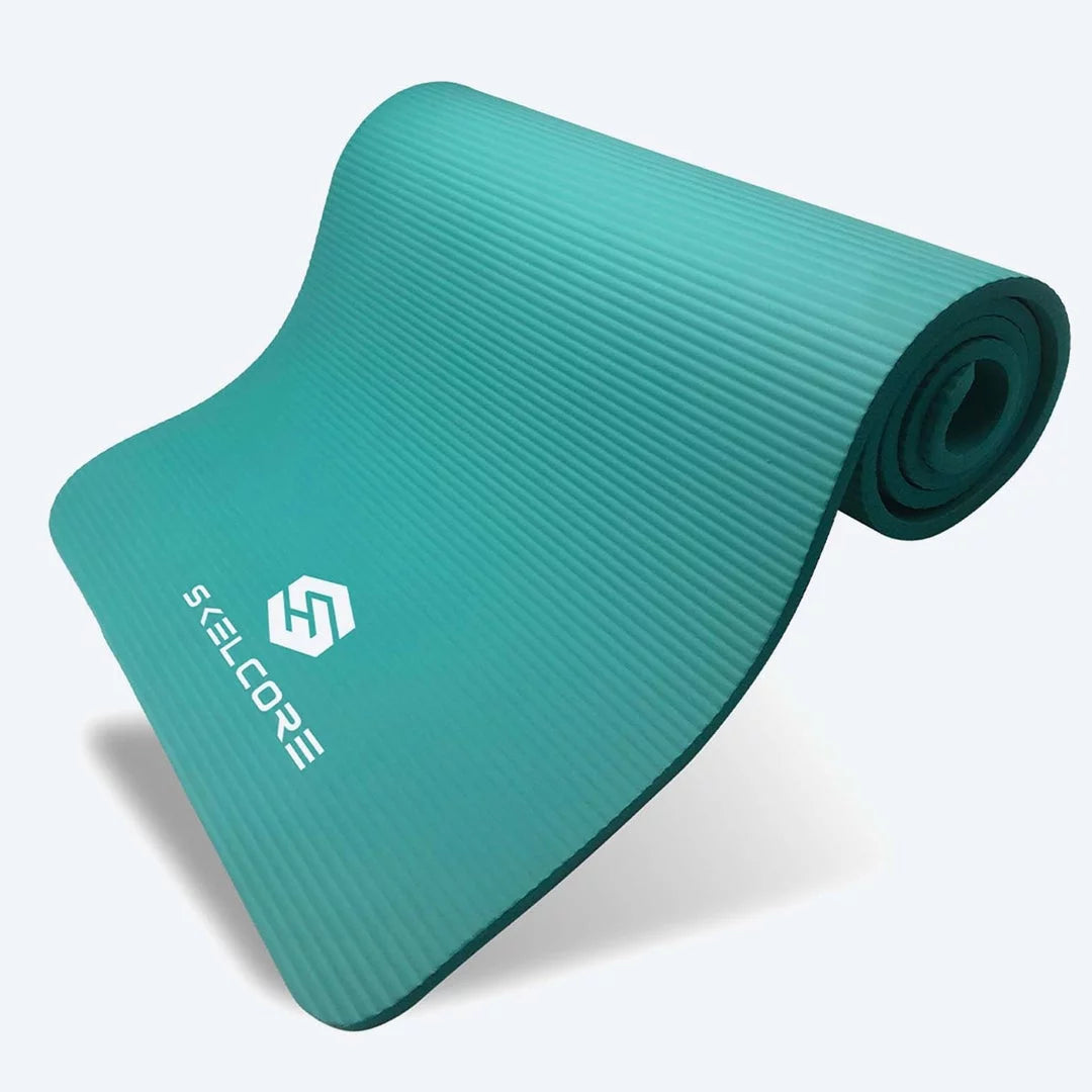 10mm Extra Long Non Slip Exercise Mat with Carrying Strap, Black Q66075
