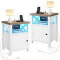 White 2 Drawer Nightstand with Charging Station and USB Ports, Set of 2 N935019