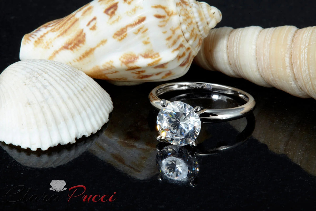 18k White Gold Solitaire Ring J9790