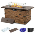 Propane Fire Pit Table with Glass Wind Guard and Lid R795779