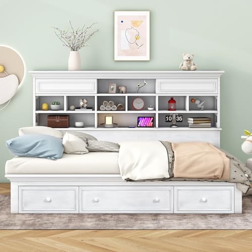 Twin Size Upholstered Daybed with Trundle, Black B78850
