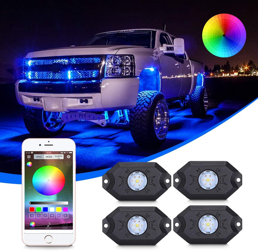12 Pod Waterproof LED Rock Lights Kit with Bluetooth Controller K664