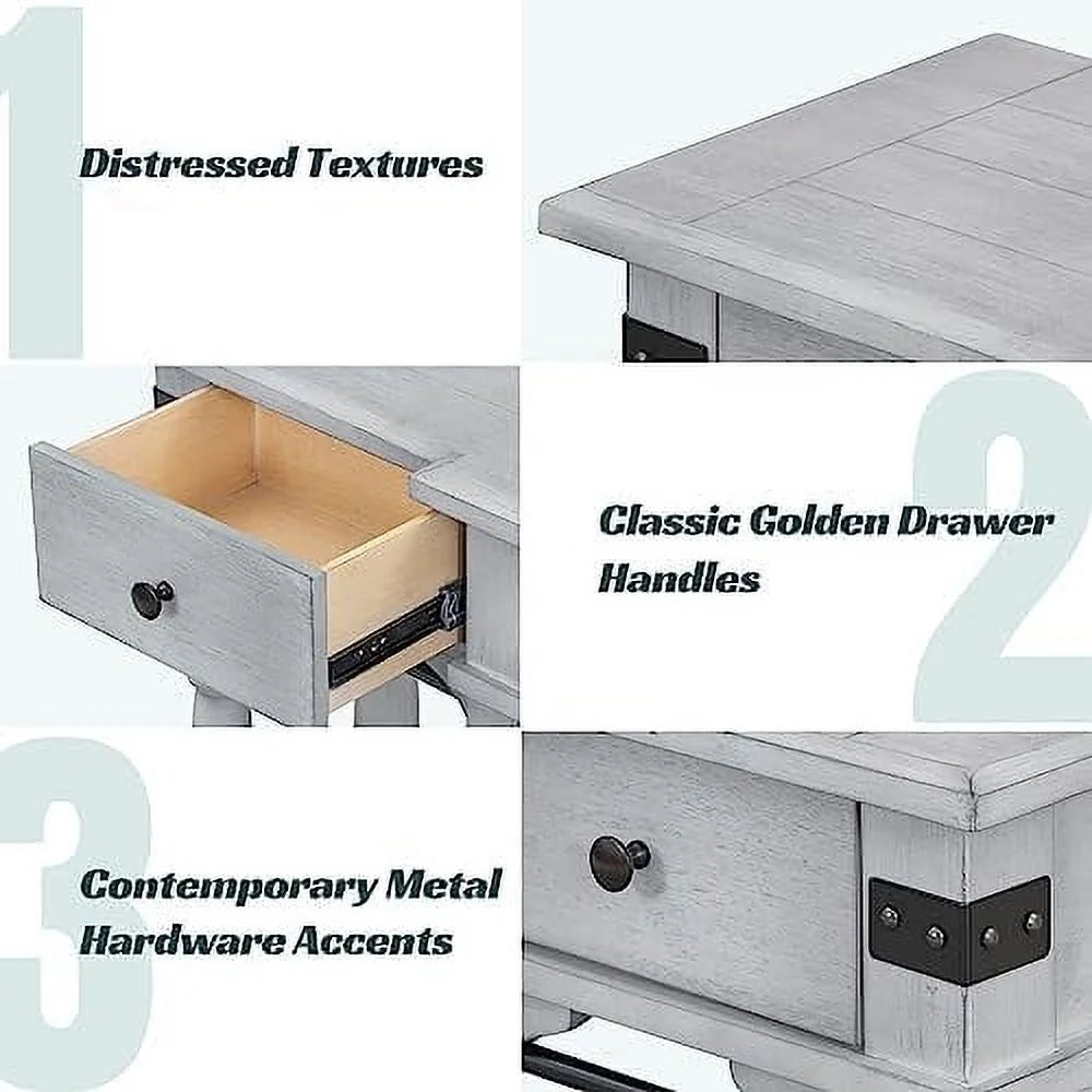 Contemporary Concrete Wood Top Console Table A78248