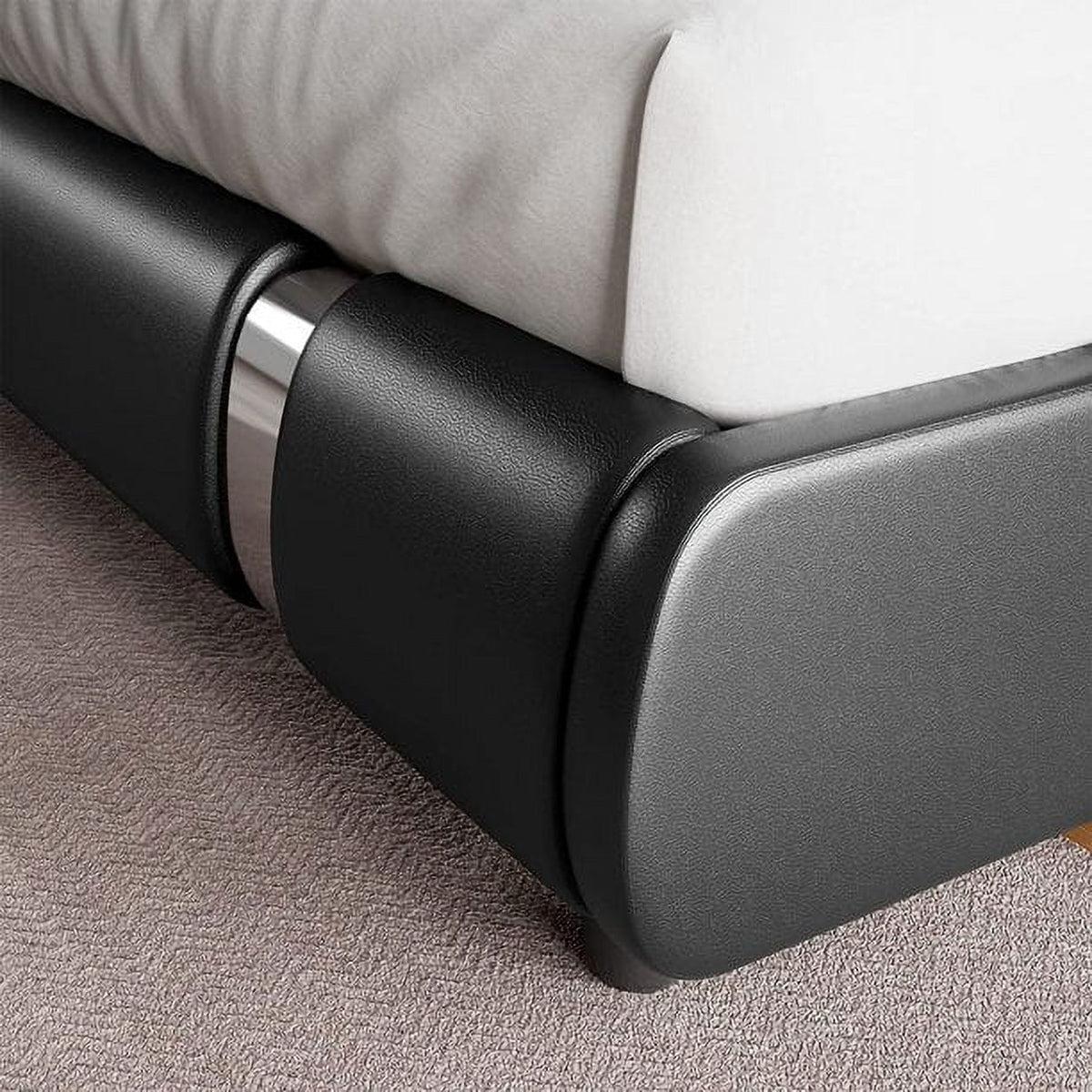 King Size Leather Bed Frame with Adjustable Headboard S788