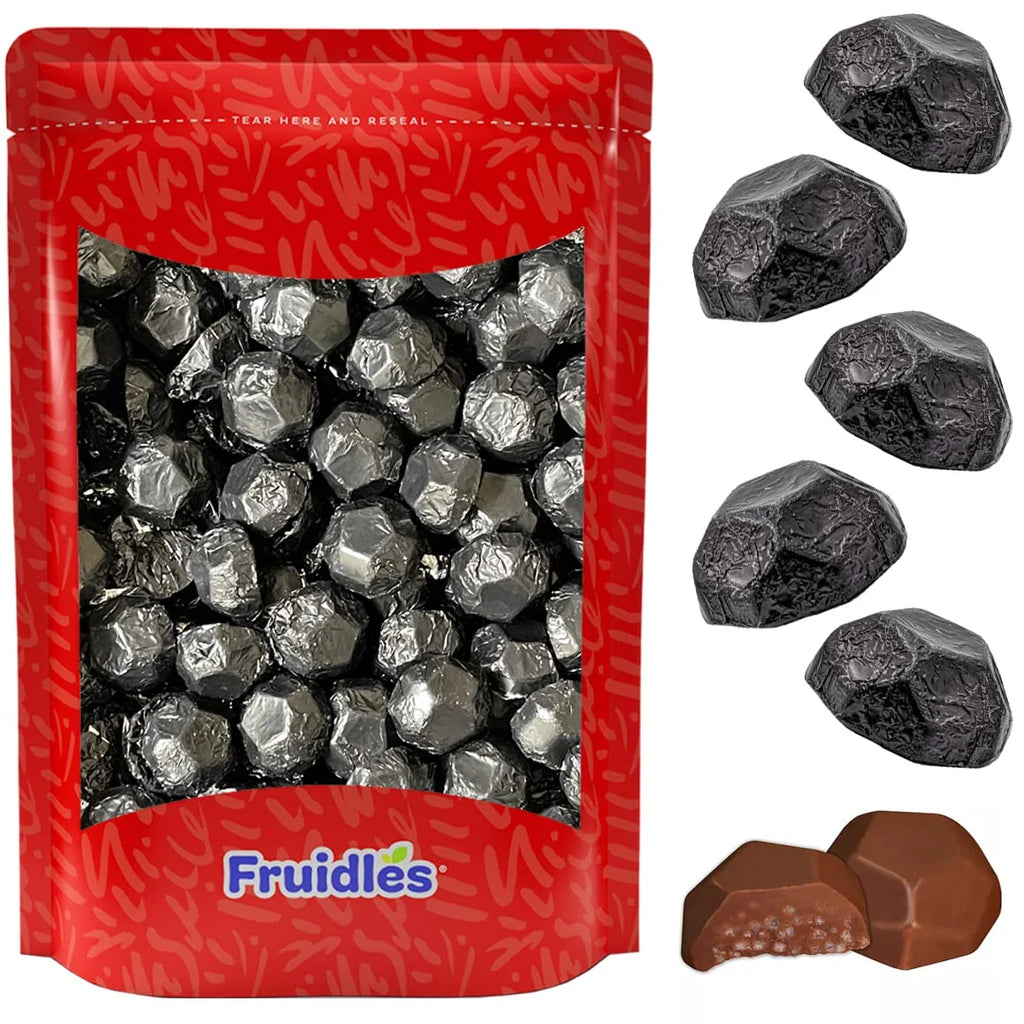 Christmas Coal Chocolate, Milk Chocolate Party Bag Fillers, Individually Wrapped Foils, Resealable Bag, Kosher Certified Dairy (1 Pound) O33632