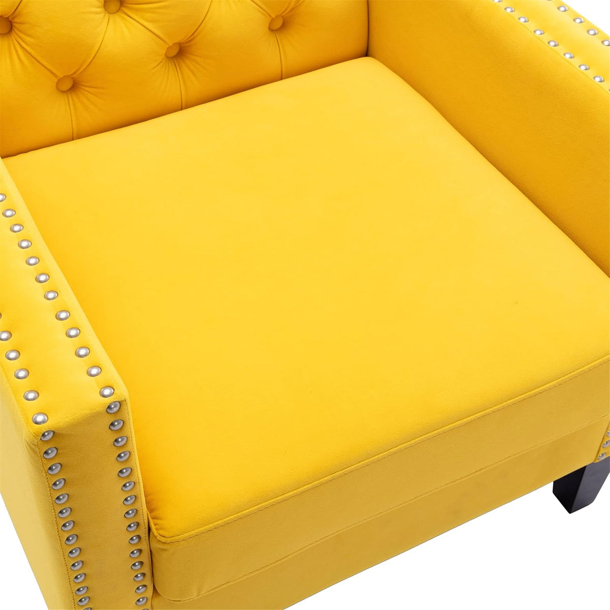 Yellow Velvet Accent Chairs with Wood Legs U158