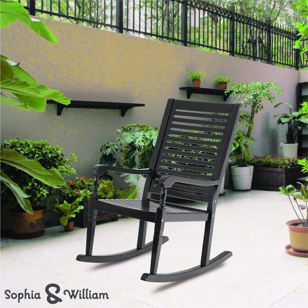 Black Acacia Wood Rocking Chairs Set of 2 S98812