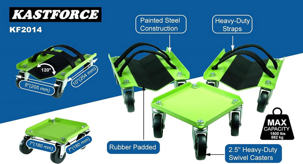 Snowmobile Dolly Heavy Duty V-Slide with 2.5 PVC Swivel Casters Rubber Pad and 2 Pairs of Straps U14249