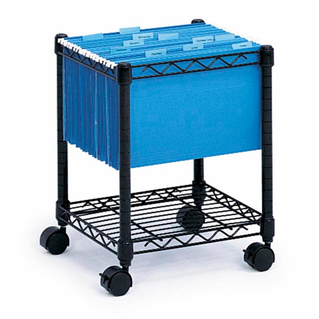 Black Steel Wire Mobile File Cart T4488