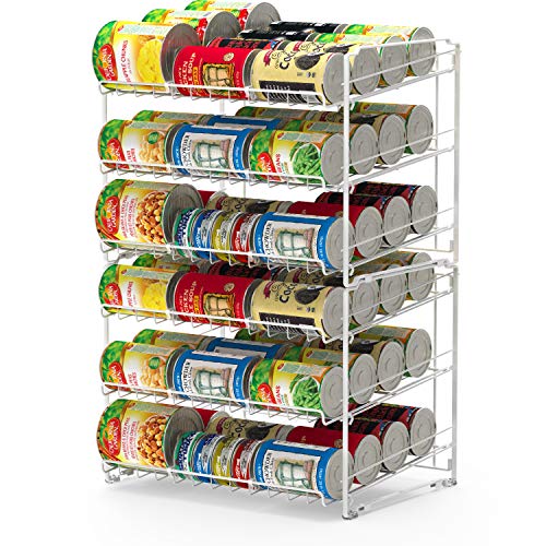 Stackable Can Rack, Silver, Adjustable Plastic Dividers, Holds 36 Cans V948243
