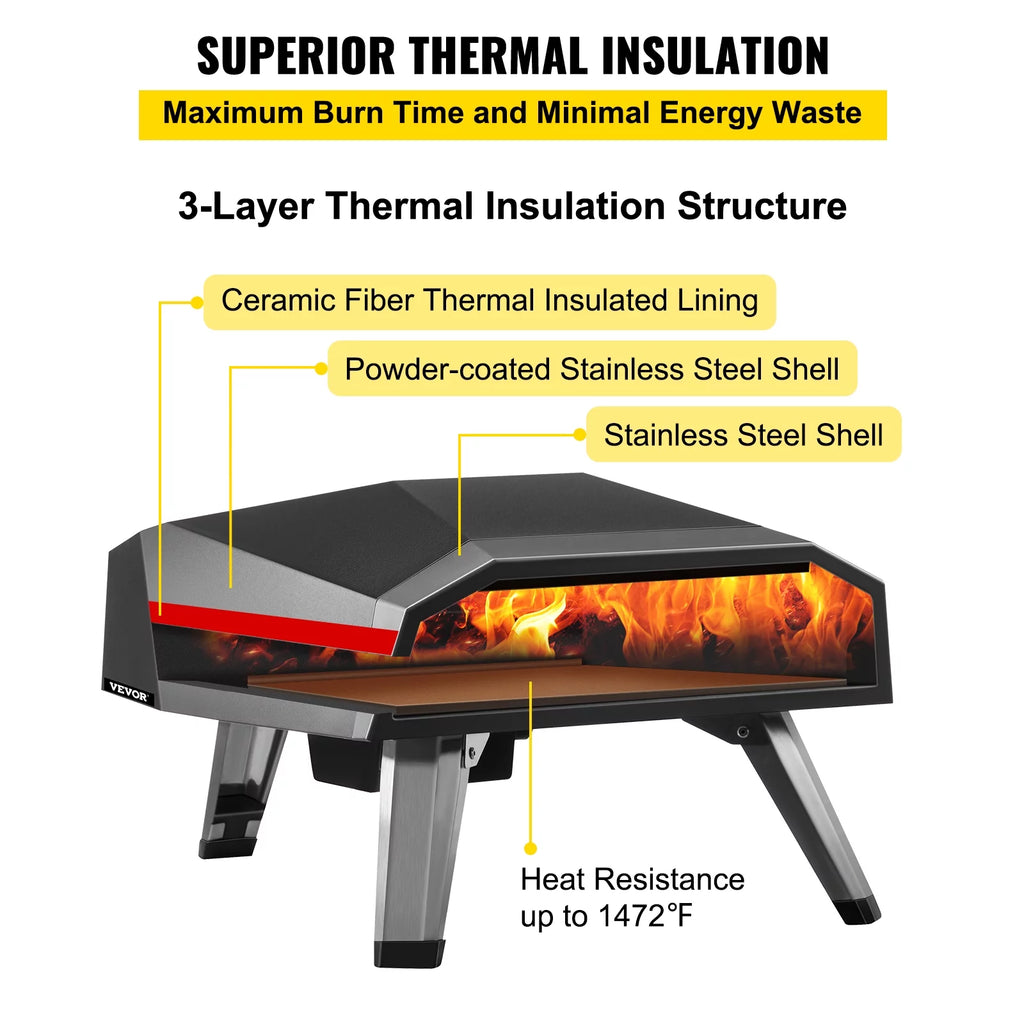 Stainless Steel Propane Pizza Oven with 12 Pizza Stone V3634