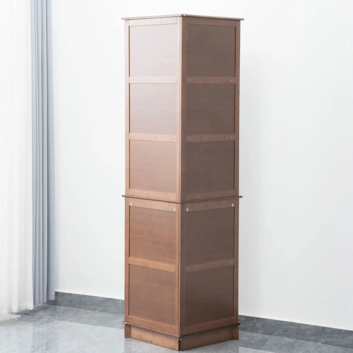 5-Tier Bamboo Corner Bookshelf with Door J215