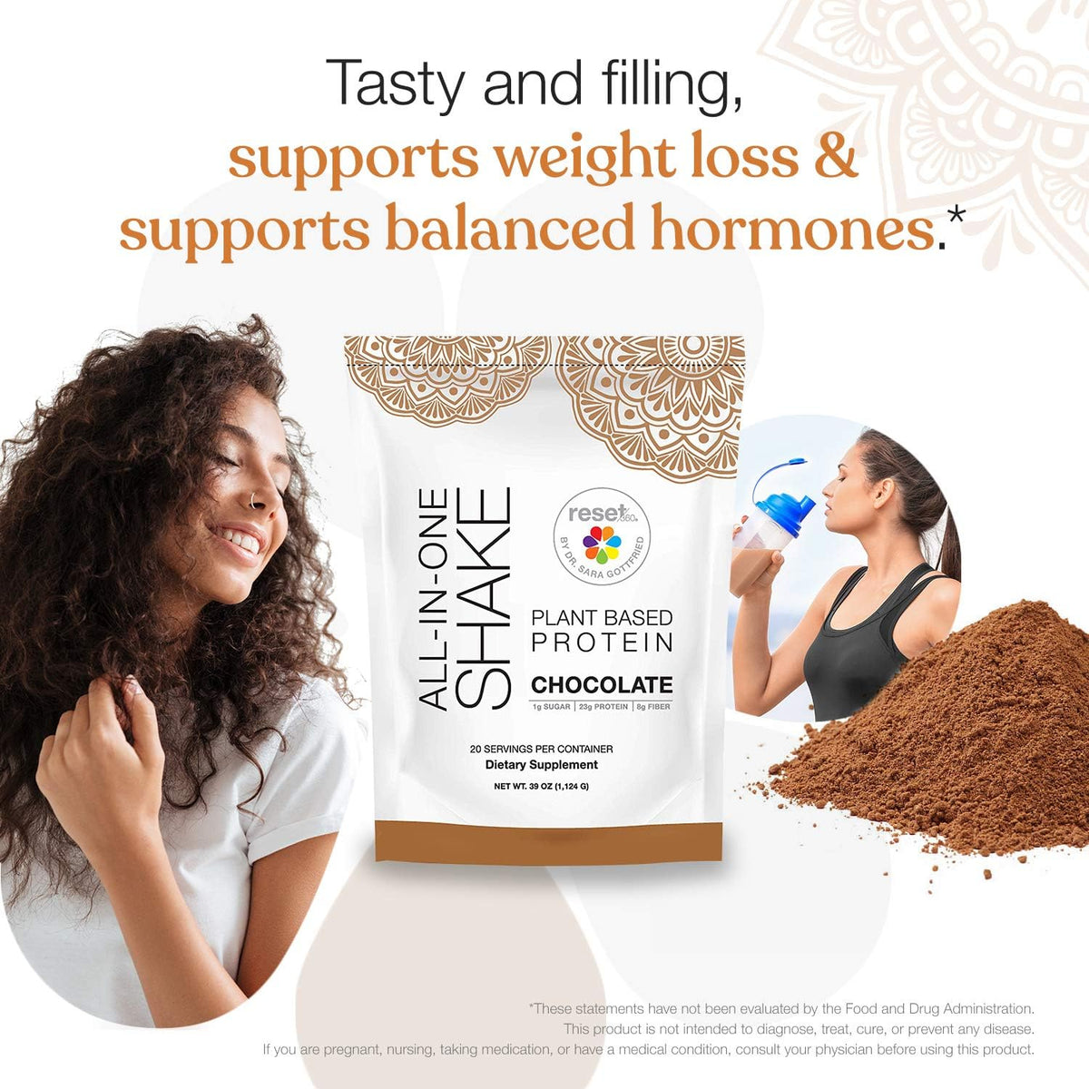 Chocolate Plant Based Protein Meal Replacement Shake, 20 Servings, 33.3oz, Pack of 2 Z2481