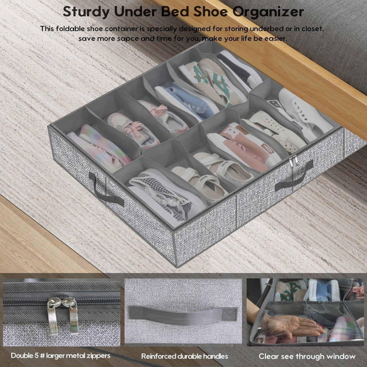 Under Bed Shoe Storage Organizer, Set of 2 C2259