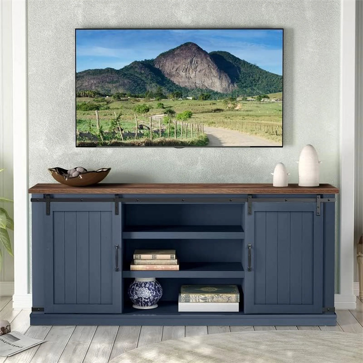Navy Walnut TV Media Stand O514