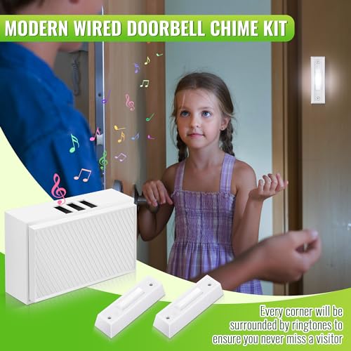 Wired Doorbell Chime Kit with 2 Lighted Push Buttons V43183