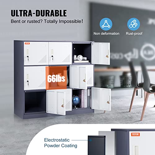 Gray Steel 9 Door Metal Locker with Card Slot S270115
