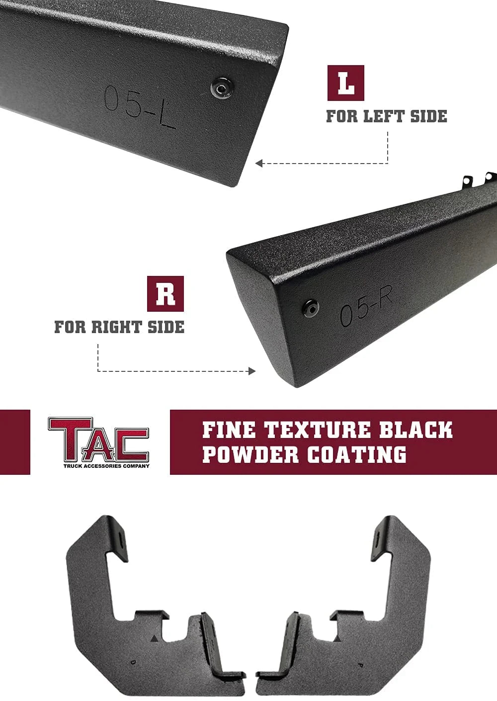 Black Fine Texture Side Steps Nerf Bars Running Boards (2pcs) V36110