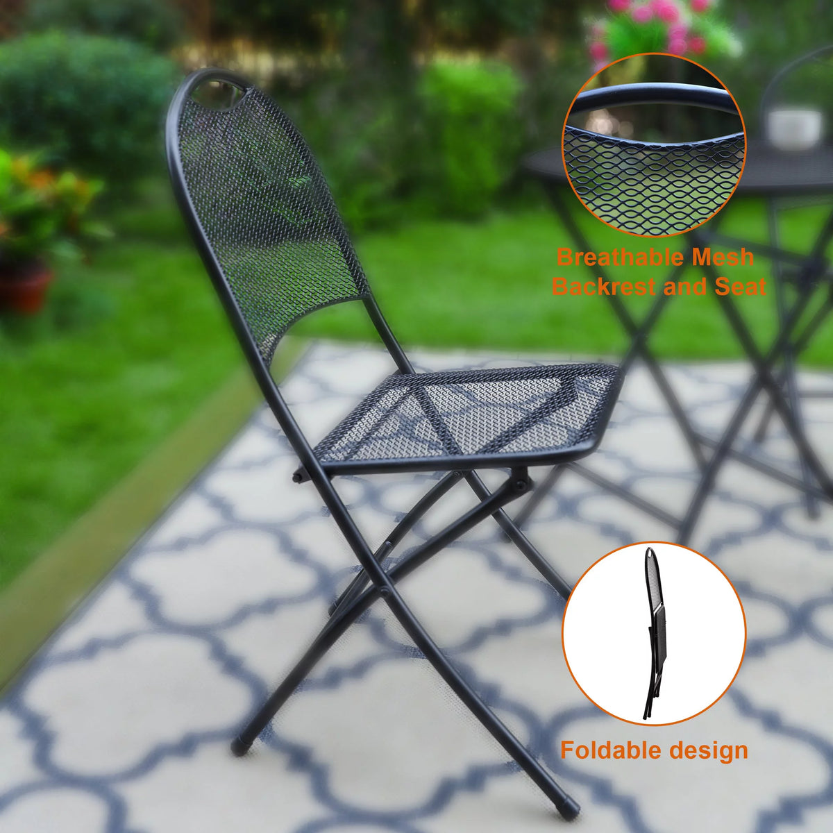3 Pieces Metal Folding Bistro Set K552819