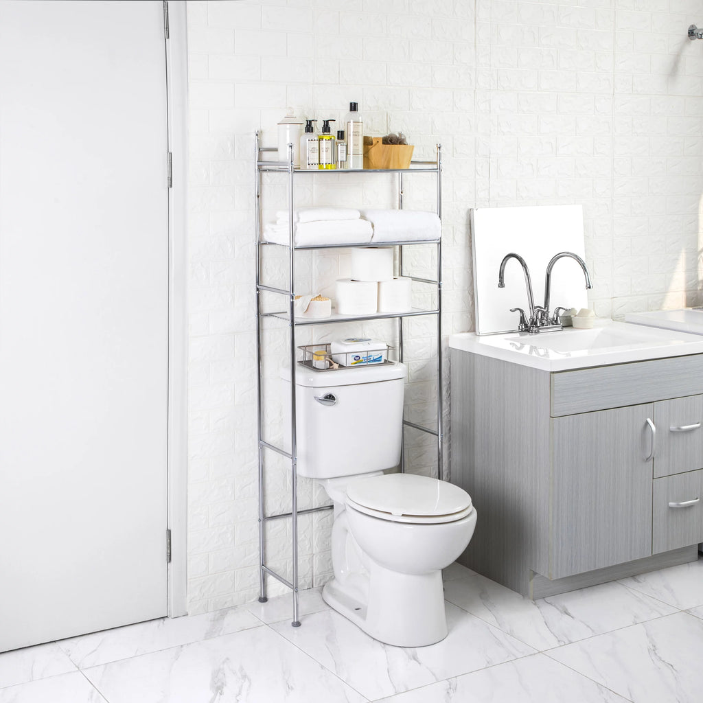 Over the Toilet Steel 3-Shelf Storage Unit Chrome M52093