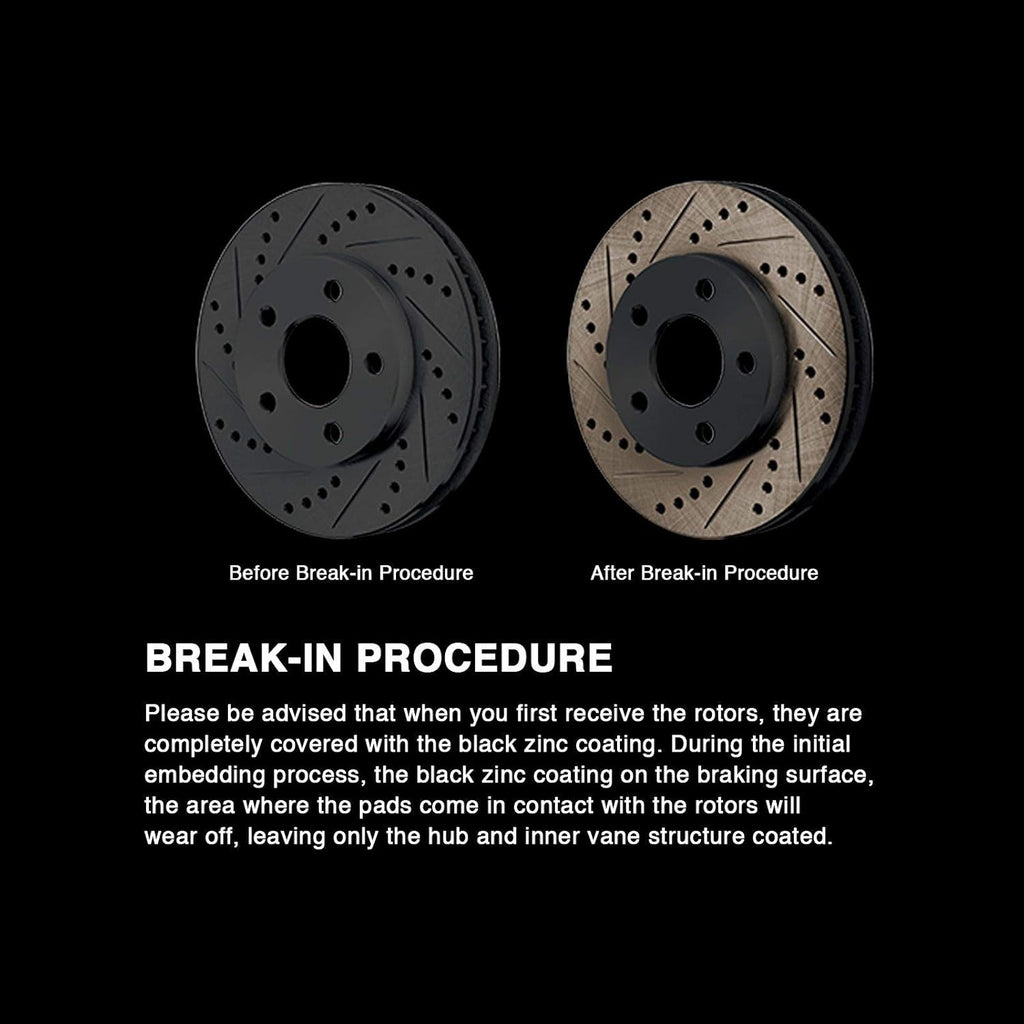 Black Drilled Slotted Brake Rotors and Semi Metallic Brake Pads K63936